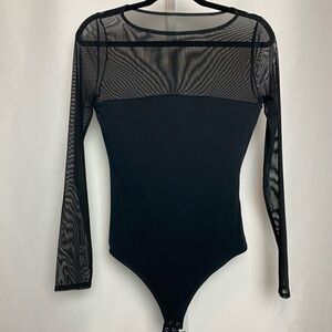 Abercrombie & Fitch Black Sheer Sleeve Bodysuit